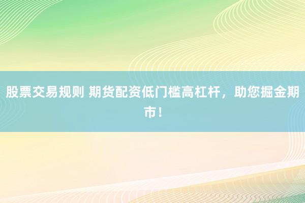 股票交易规则 期货配资低门槛高杠杆，助您掘金期市！
