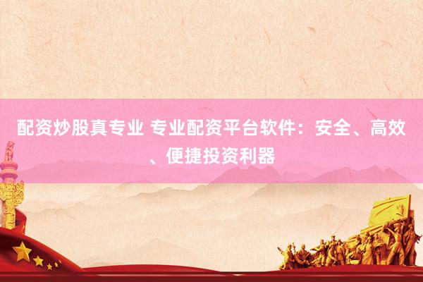 配资炒股真专业 专业配资平台软件：安全、高效、便捷投资利器