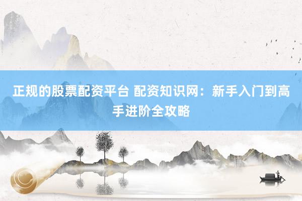 正规的股票配资平台 配资知识网：新手入门到高手进阶全攻略