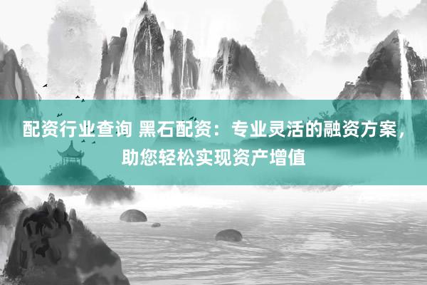 配资行业查询 黑石配资：专业灵活的融资方案，助您轻松实现资产增值
