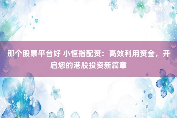 那个股票平台好 小恒指配资：高效利用资金，开启您的港股投资新篇章