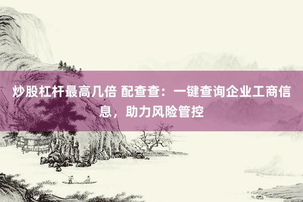 炒股杠杆最高几倍 配查查：一键查询企业工商信息，助力风险管控