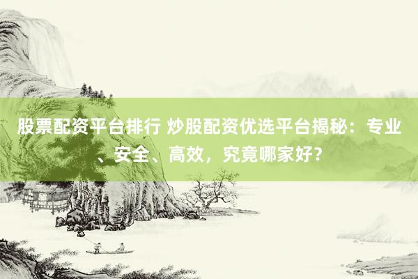 股票配资平台排行 炒股配资优选平台揭秘:专业、安全、高效,究竟哪家好?