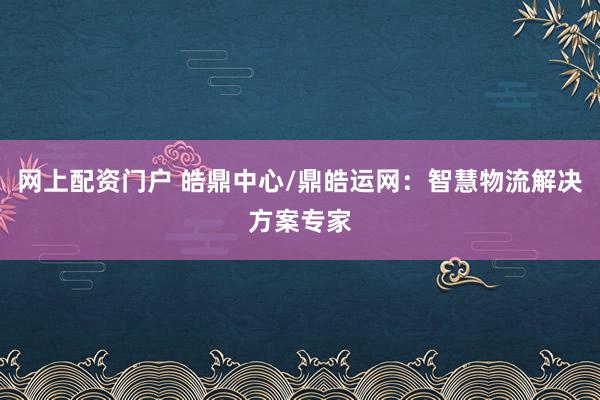 网上配资门户 皓鼎中心/鼎皓运网：智慧物流解决方案专家