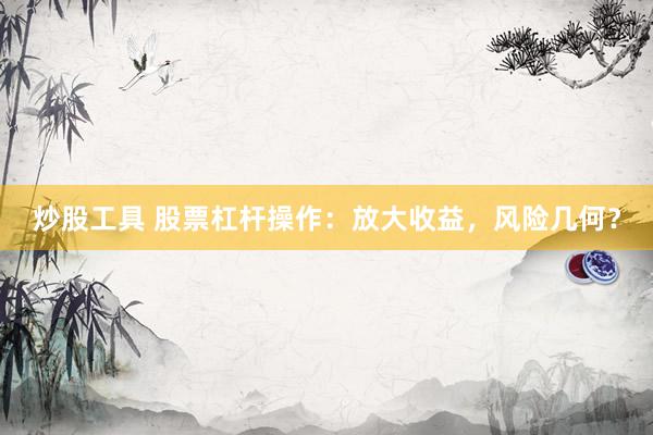 炒股工具 股票杠杆操作:放大收益,风险几何?