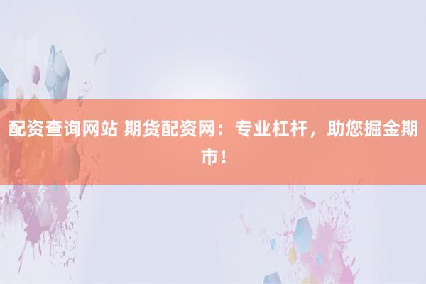 配资查询网站 期货配资网：专业杠杆，助您掘金期市！