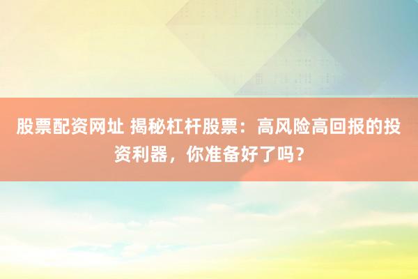 股票配资网址 揭秘杠杆股票：高风险高回报的投资利器，你准备好了吗？